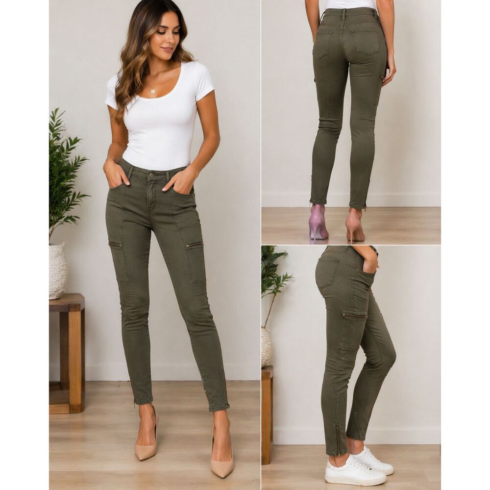 Pistola Hannah Olive Cargo Zip Pockets & Hem Skinny Pants P6952ED-PET Size 27